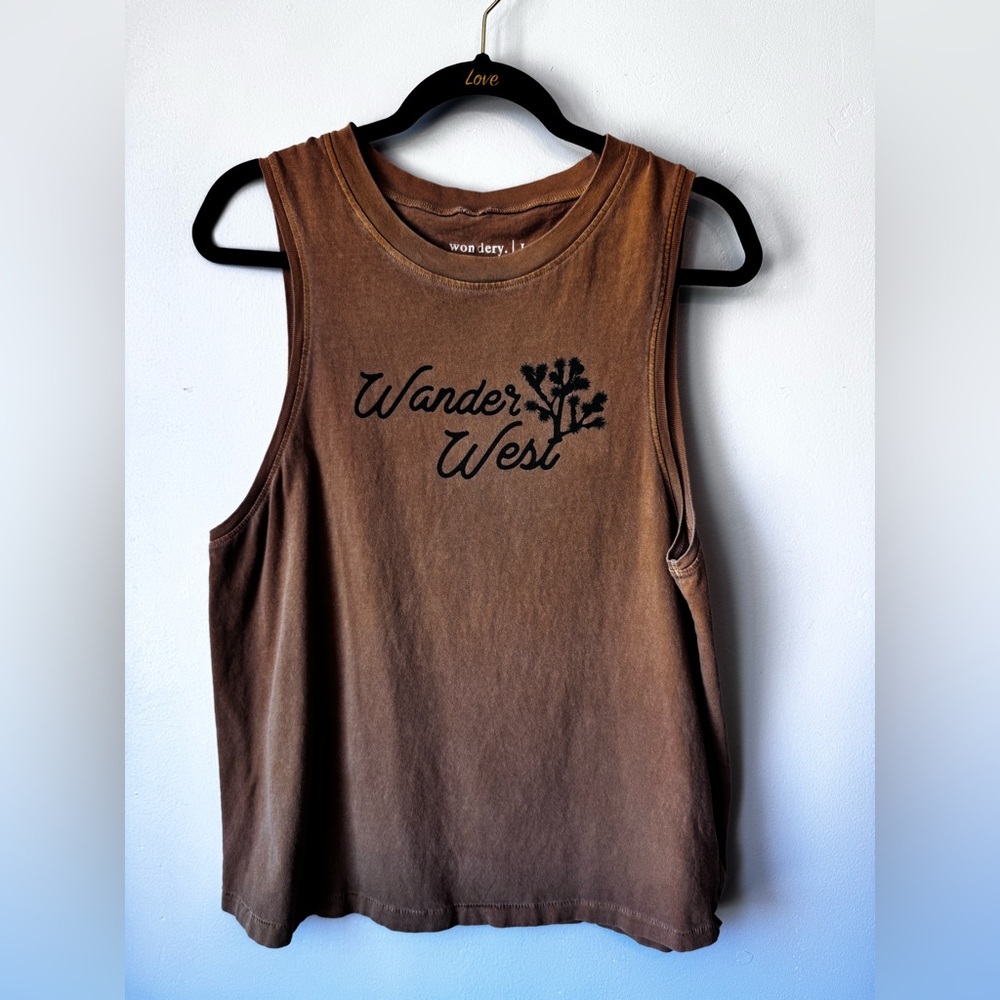Wonderly Brown Muscle Tee with Black Text​
